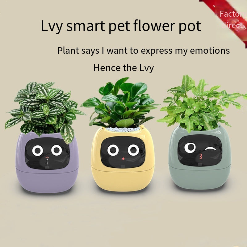 Smart Plant Pot, AI Smart Flower Pots, Smart Planter 7 Smart Sensors, AI Chip LCD Display, APP Control Garden Planter Home Expression