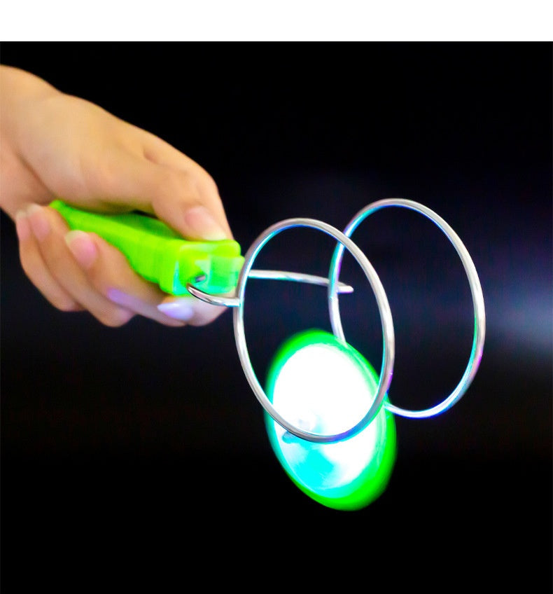 Hand-cranked inertial rotating magic flying gyroscope creative colorful luminous magnetic track children's educational decompression toy