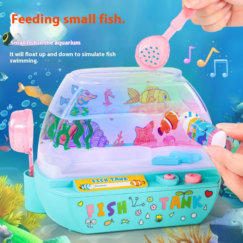 Cross-border children's simulation fish tank happy aquarium fish farming fishing puzzle early education light music play house toys