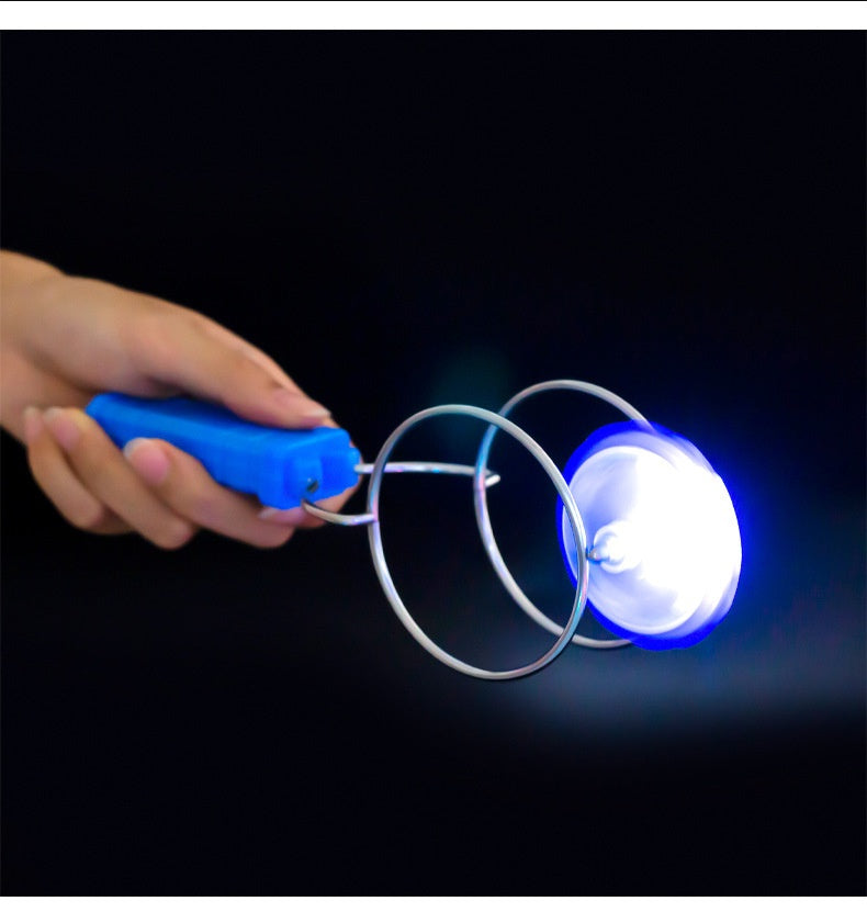 Hand-cranked inertial rotating magic flying gyroscope creative colorful luminous magnetic track children's educational decompression toy