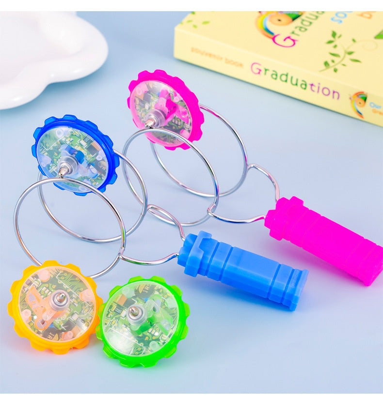 Hand-cranked inertial rotating magic flying gyroscope creative colorful luminous magnetic track children's educational decompression toy