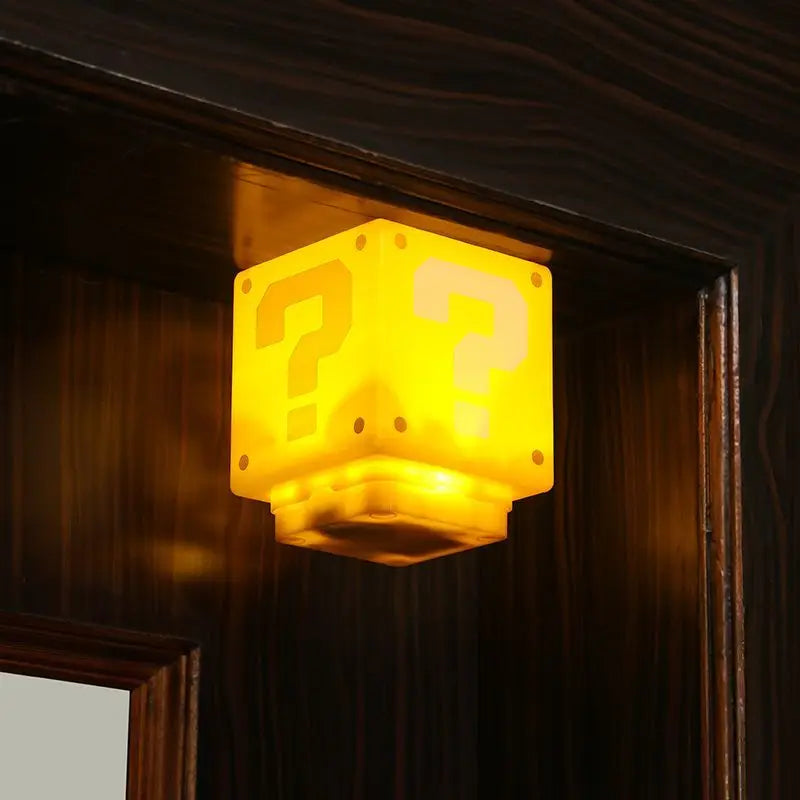 Luz nocturna de Super Mario con música, periféricos de Anime, punto de interrogación LED, sapo, lámpara de noche para dormitorio para niños, regalos con carga USB