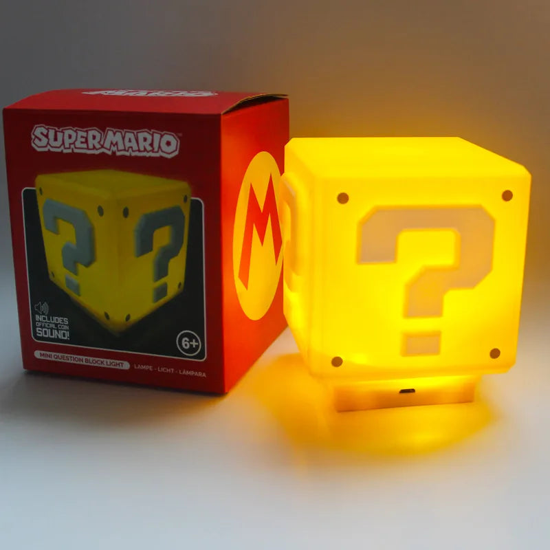 Luz nocturna de Super Mario con música, periféricos de Anime, punto de interrogación LED, sapo, lámpara de noche para dormitorio para niños, regalos con carga USB