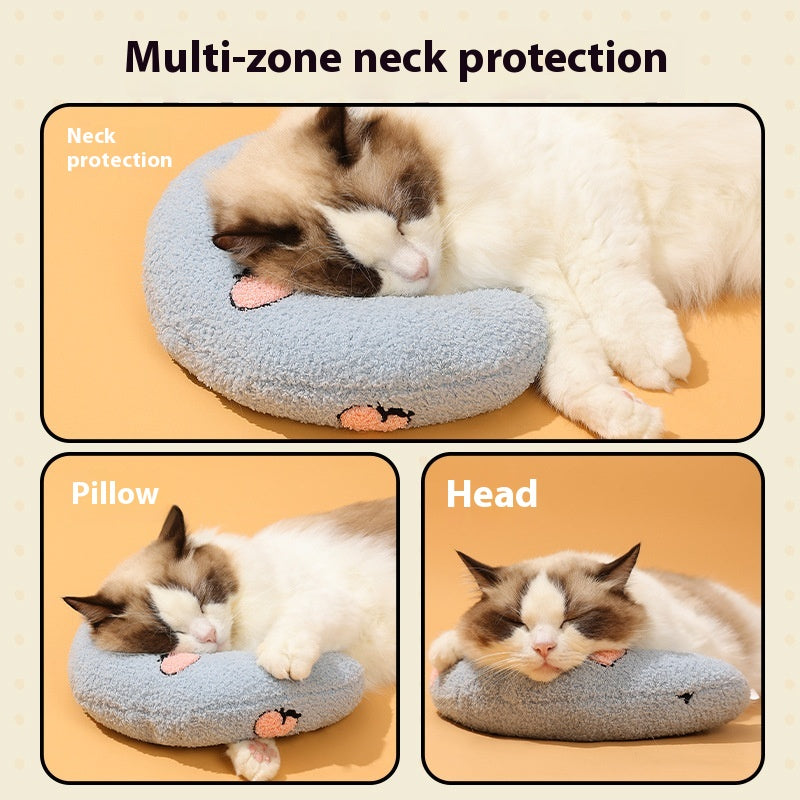 Cat-specific U-shaped small pillow to protect the cervical vertebrae for deep sleep Small cushion for kittens and cats to hug and bite pet toys